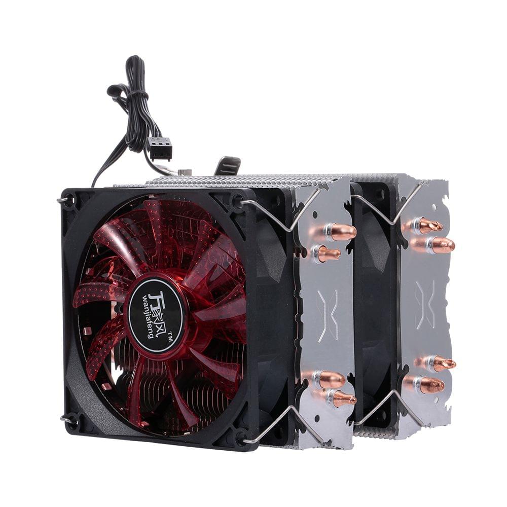 CPU Cooler Fan Heatsink 4 Heatpipe 2 Fans Quiet Heatsink