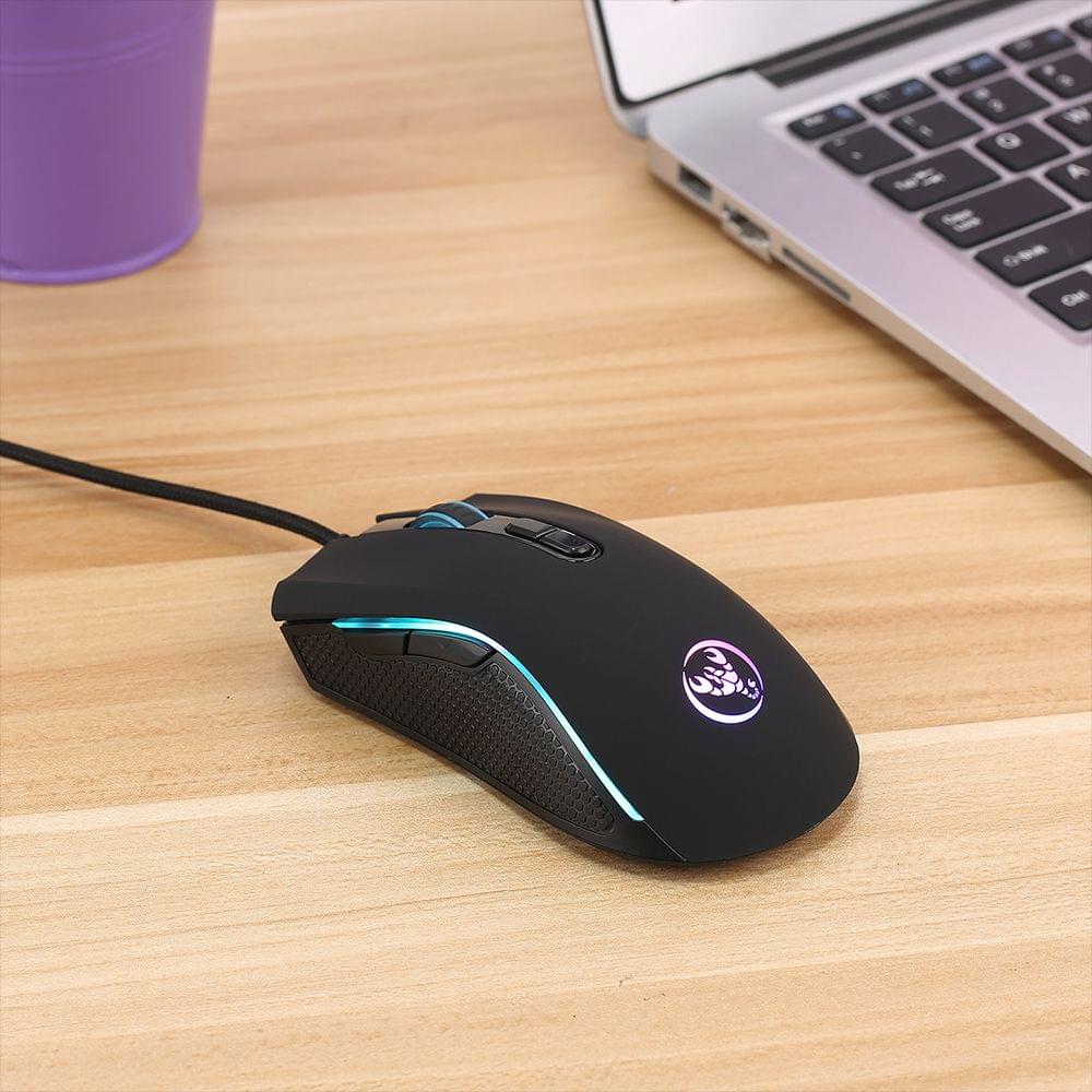 HSXJ English 3 Backlight Wired Gaming Keyboard and Mouse - Black