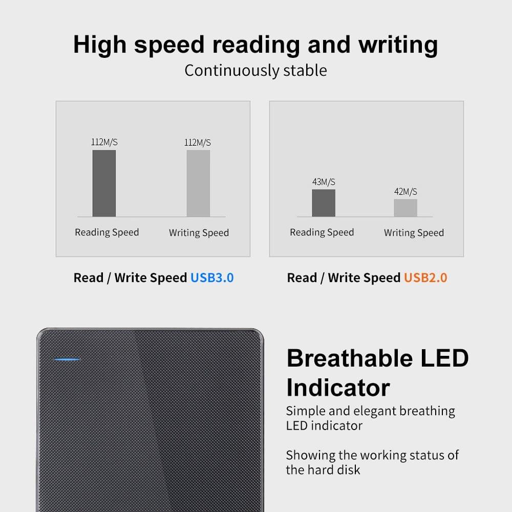 Newsmy USB3.0 Mobile Hard Disk 2.5 Inch File Data Backup - 500G