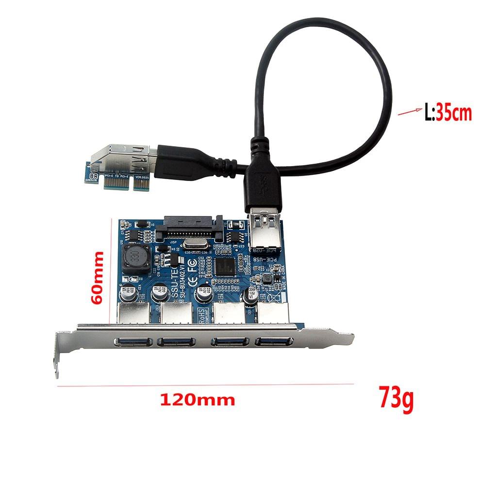 Four Ports USB 3.0 Super Fast 5Gbps PCI-E Expansion Card PCI