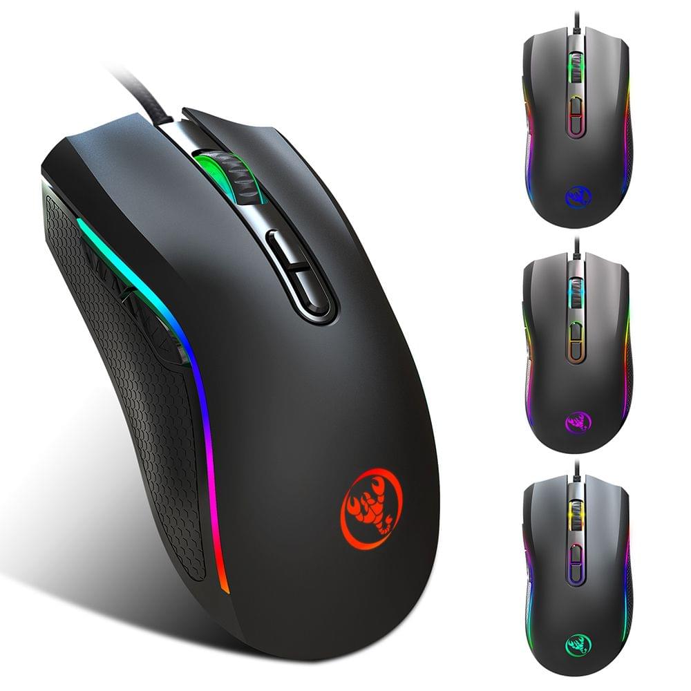 HXSJ Colorful Luminous Gaming Mouse Wired Mouse Six