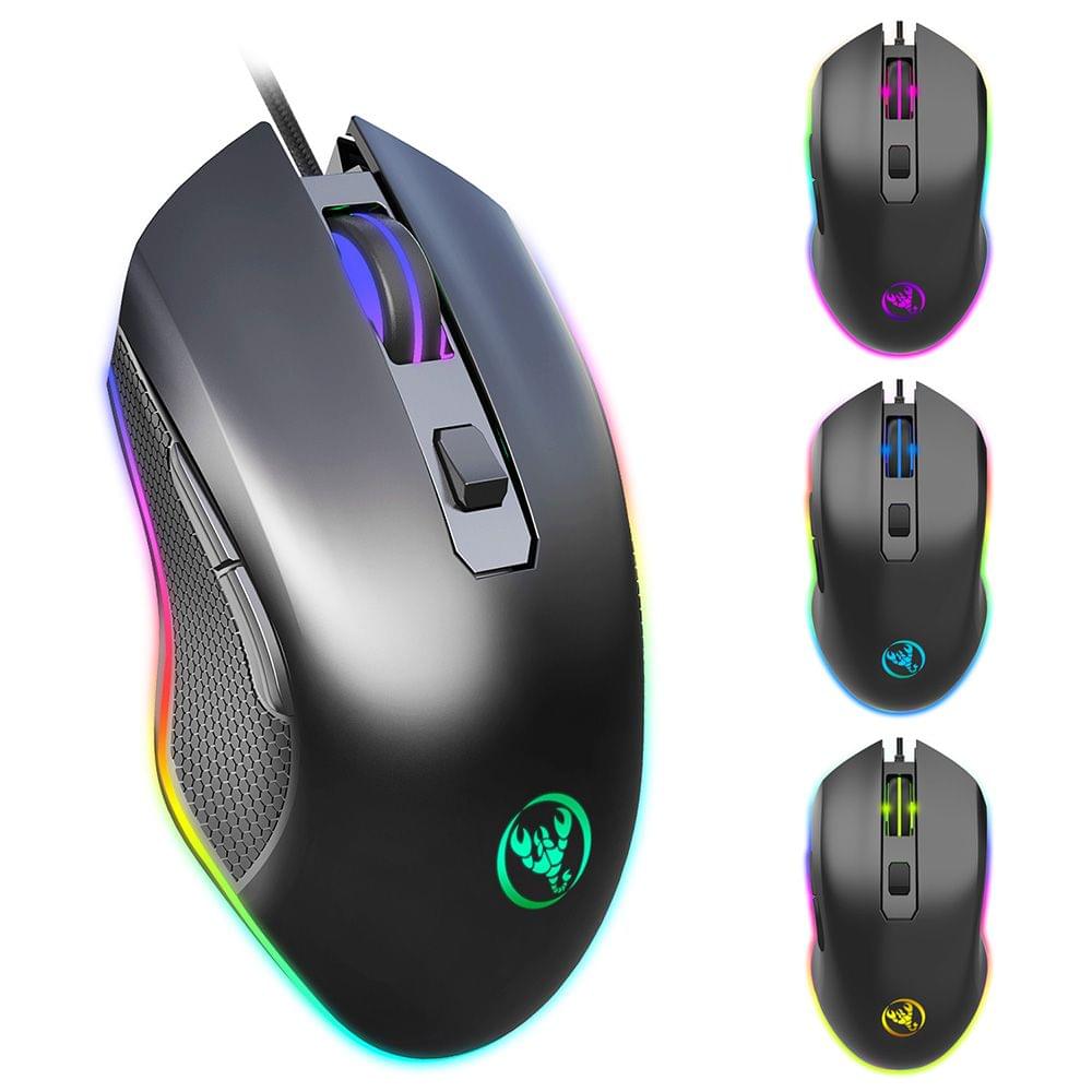 HXSJ 6400DPI Wired Gaming Mouse Four Adjustable DPI RGB
