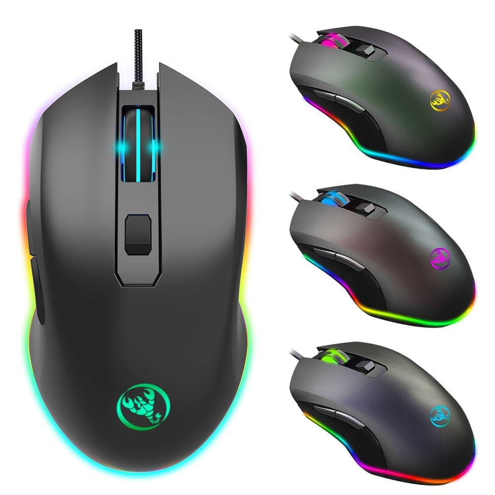 HXSJ 6400DPI Wired Gaming Mouse Four Adjustable DPI RGB