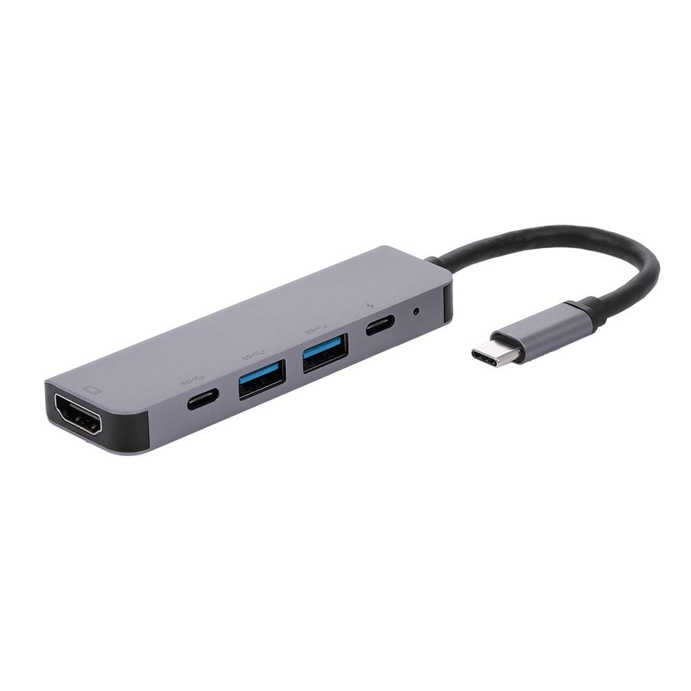 5-Port 5IN1 Type-C to PD USB*2 HDTV TypeC Adapter