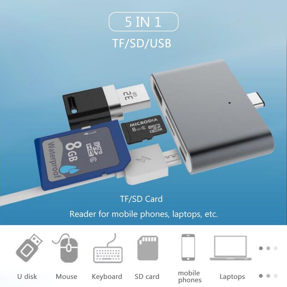 5 IN 1 Multi-function Type-C HUB OTG USB 3.0 U Disk TF/SD