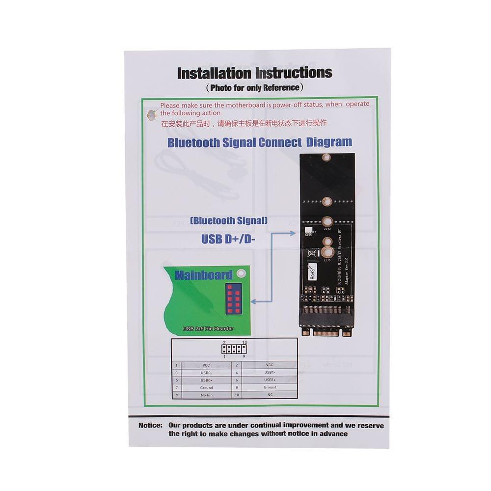 M.2 Key(B+M) to M.2 Key A Adapter Card Wireless BT Adapter