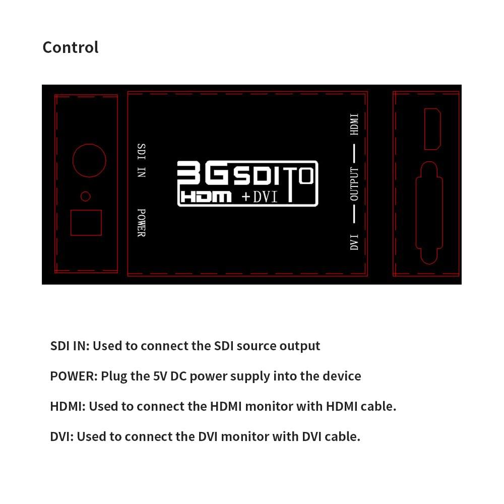 NK-A8 3G SDI to HDMI + DVI Converter 1080P HD Video SD-SDI - EU Plug