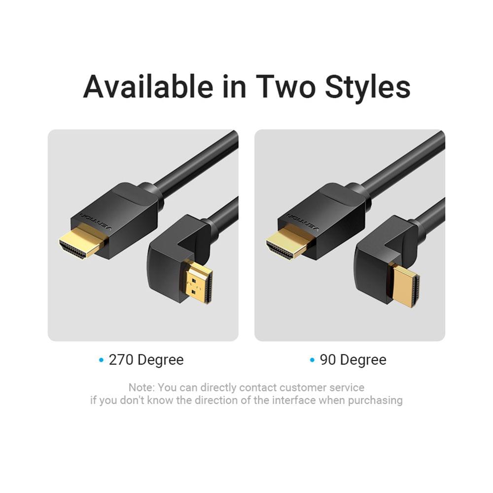 Vention AAQBG 270 Degree HDMI 2.0 Right Angle Cable 4K&3D - 1.5m