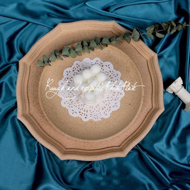 Round Shape Retro Wooden Jewelry Tray Home Homestay Decorative Ornaments Photo Props