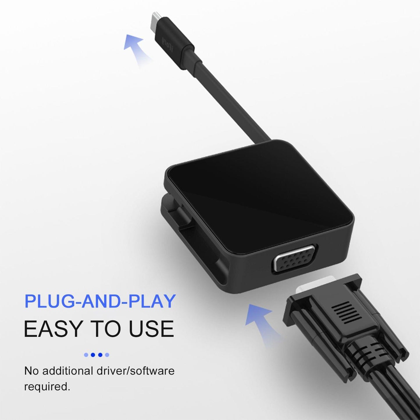 iFory Adapter USB C/MiniDP to HD-MI/VGA-equipped Display - Type-C to VGA