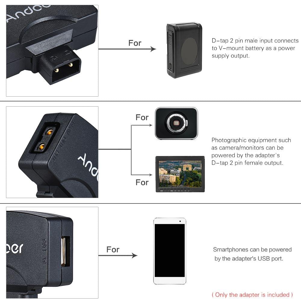 D-Tap to 5V USB Adapter Connector for V-Mount