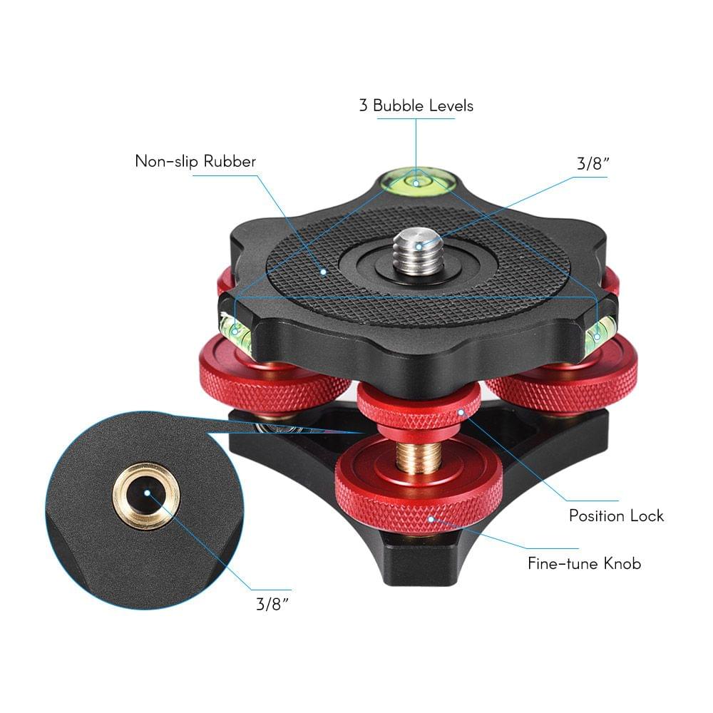 Andoer LP-64 Tripod Leveling Base Tri-wheel Precision