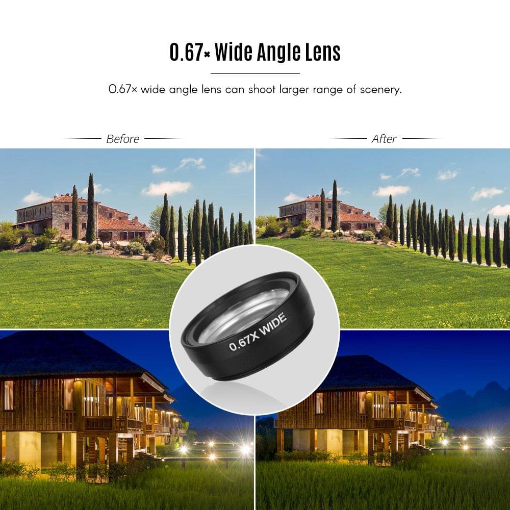 Universal Clip Lens Kit 180? Mobile Phone Fisheye Lens 0.67?