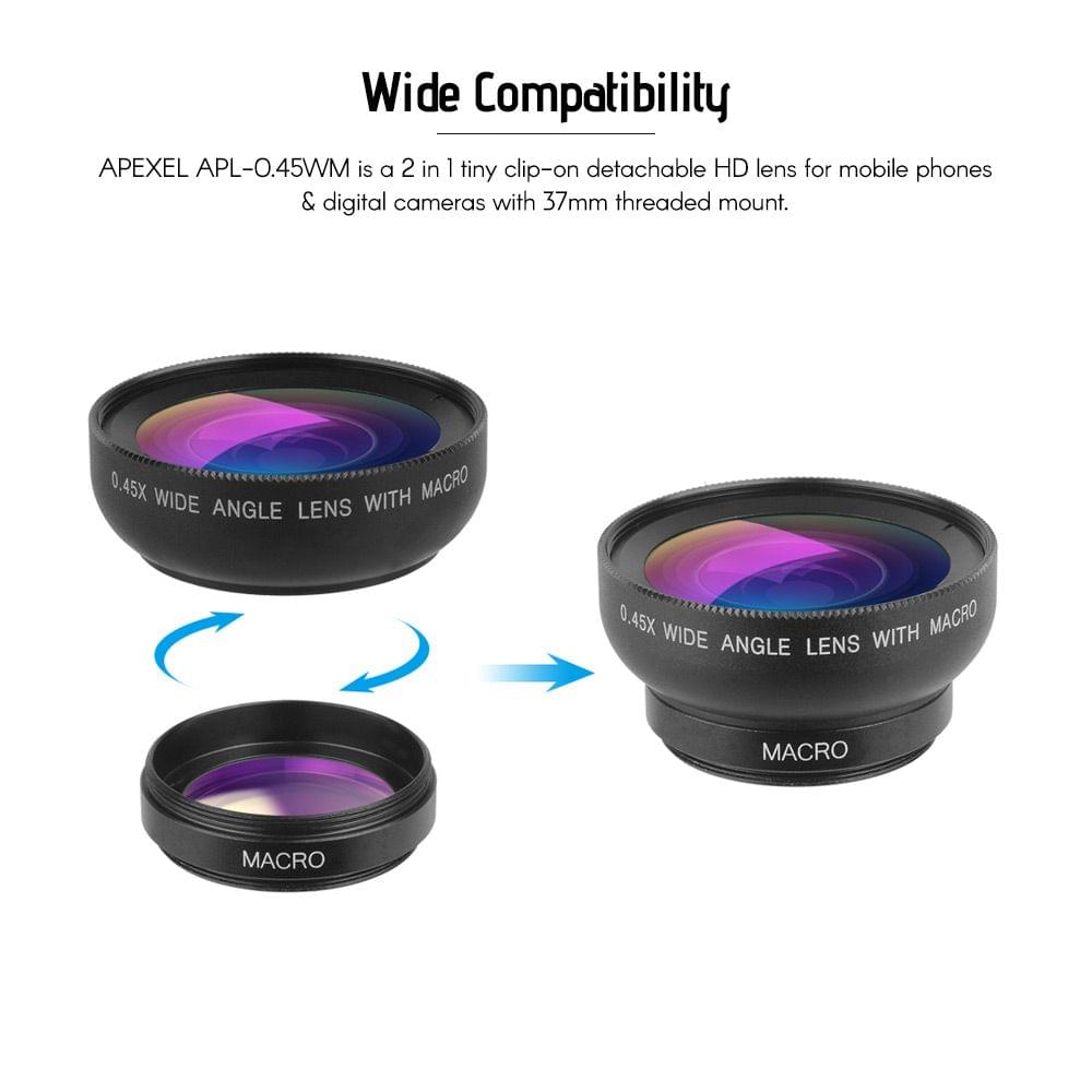Uniqkart APL-0.45WM Phone Lens Kit 0.45X Super Wide Angle &
