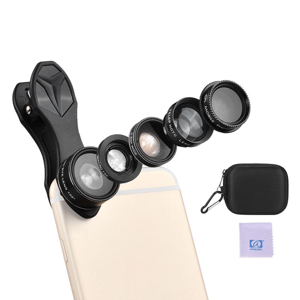 Uniqkart APL-DG5H 5 in 1 Cellphone Lens Kit 198? Fisheye Lens