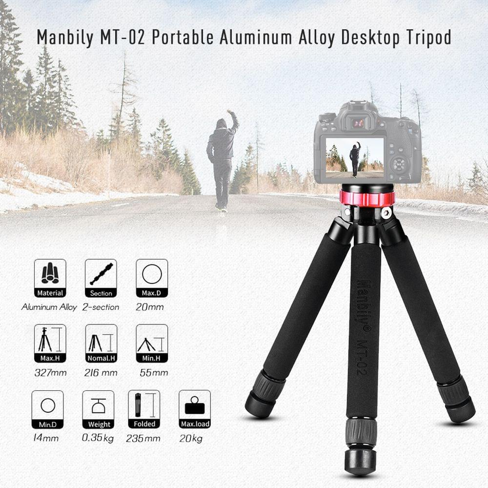 Manbily MT-02 Portable Aluminum Alloy Desktop Tripod