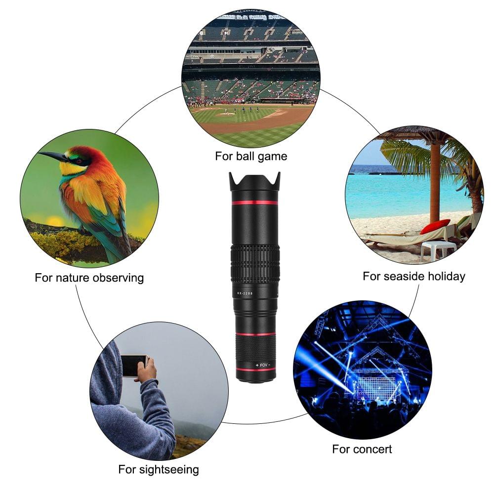 Portable Clip-on Phone Camera Lens Kit 22X Zoom Telephoto