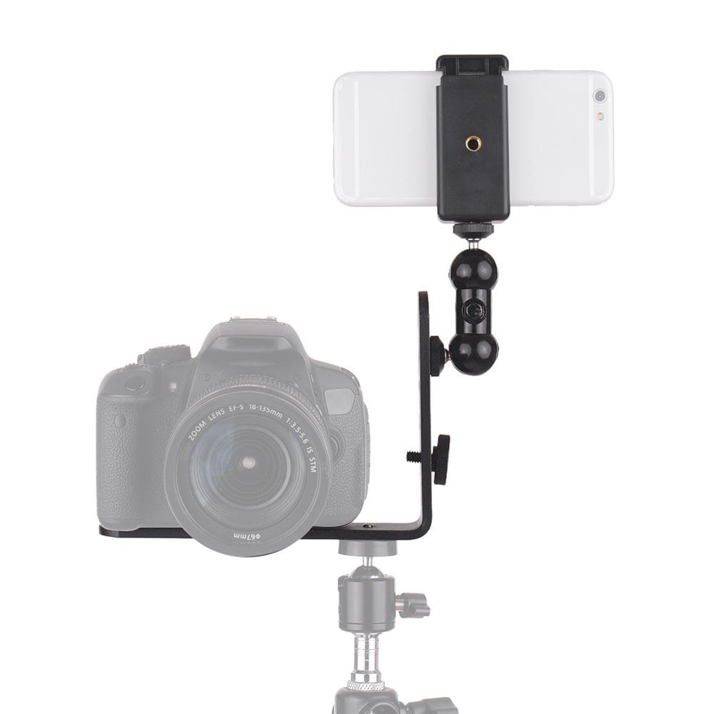 Vertical L-Shape Bracket Camera Stand + Flexible Smartphone