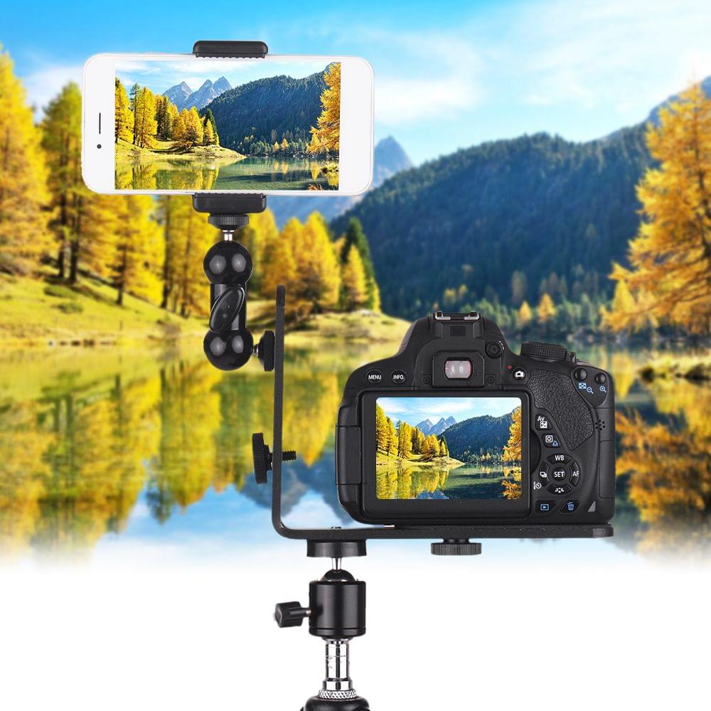Vertical L-Shape Bracket Camera Stand + Flexible Smartphone
