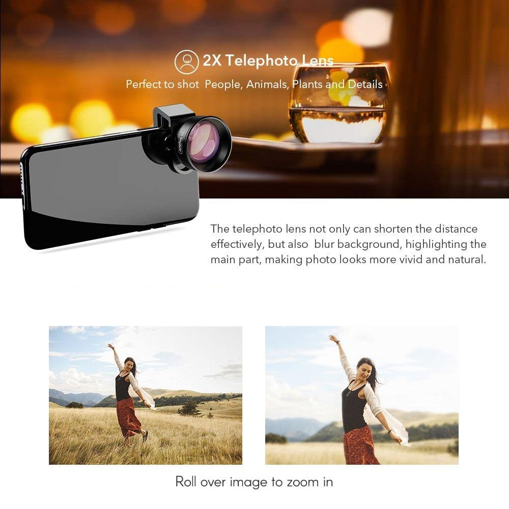 Uniqkart APL-HD5V2 5in1 HD Mobile Phone Lens Set- 2X Telephoto