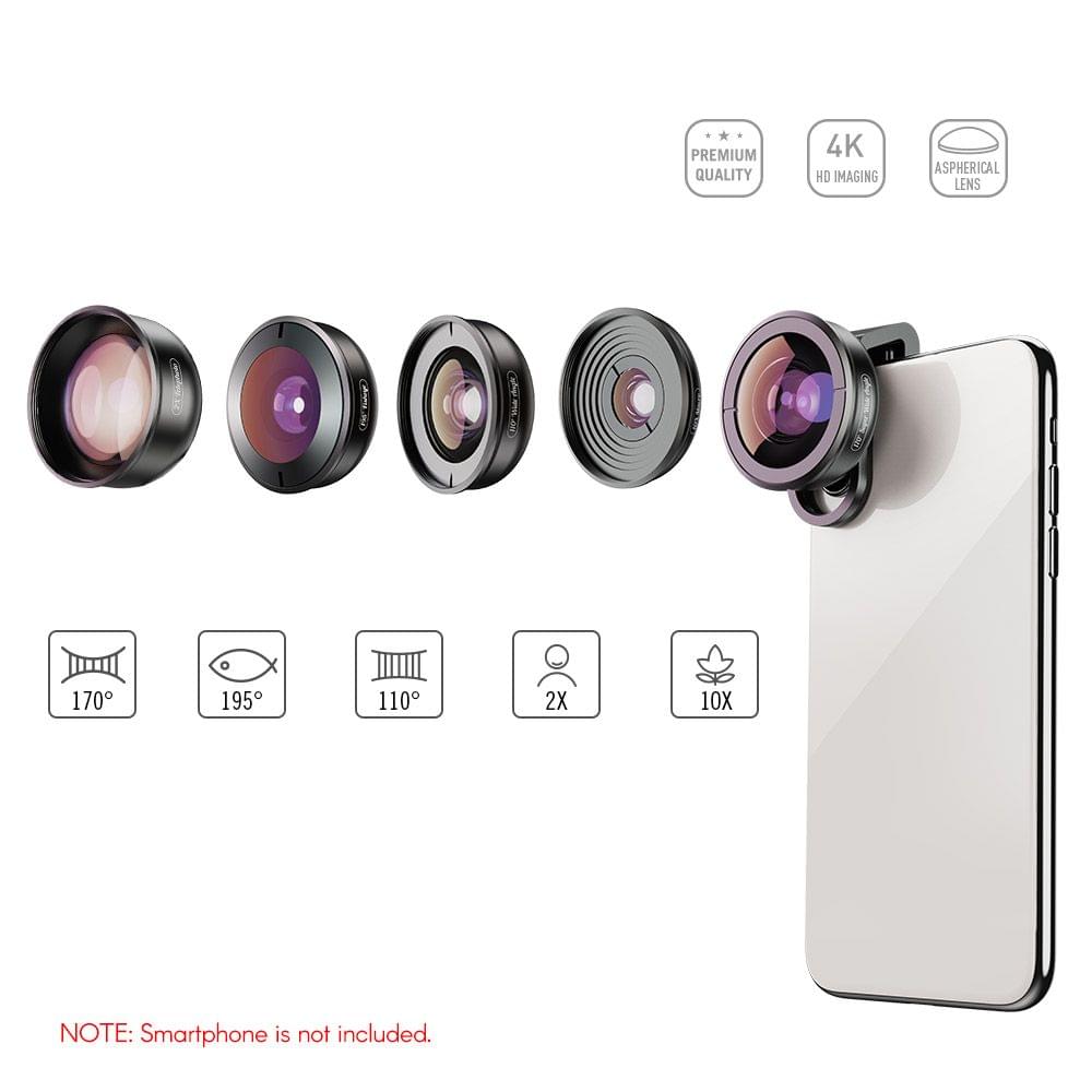 Uniqkart APL-HD5V2 5in1 HD Mobile Phone Lens Set- 2X Telephoto