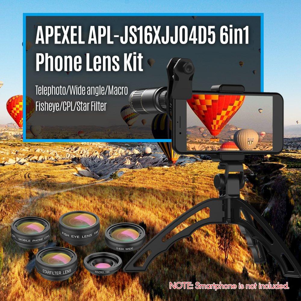 Uniqkart APL-JS16XJJ04D5 6 In 1 Phone Lens Kit 16X Zoom