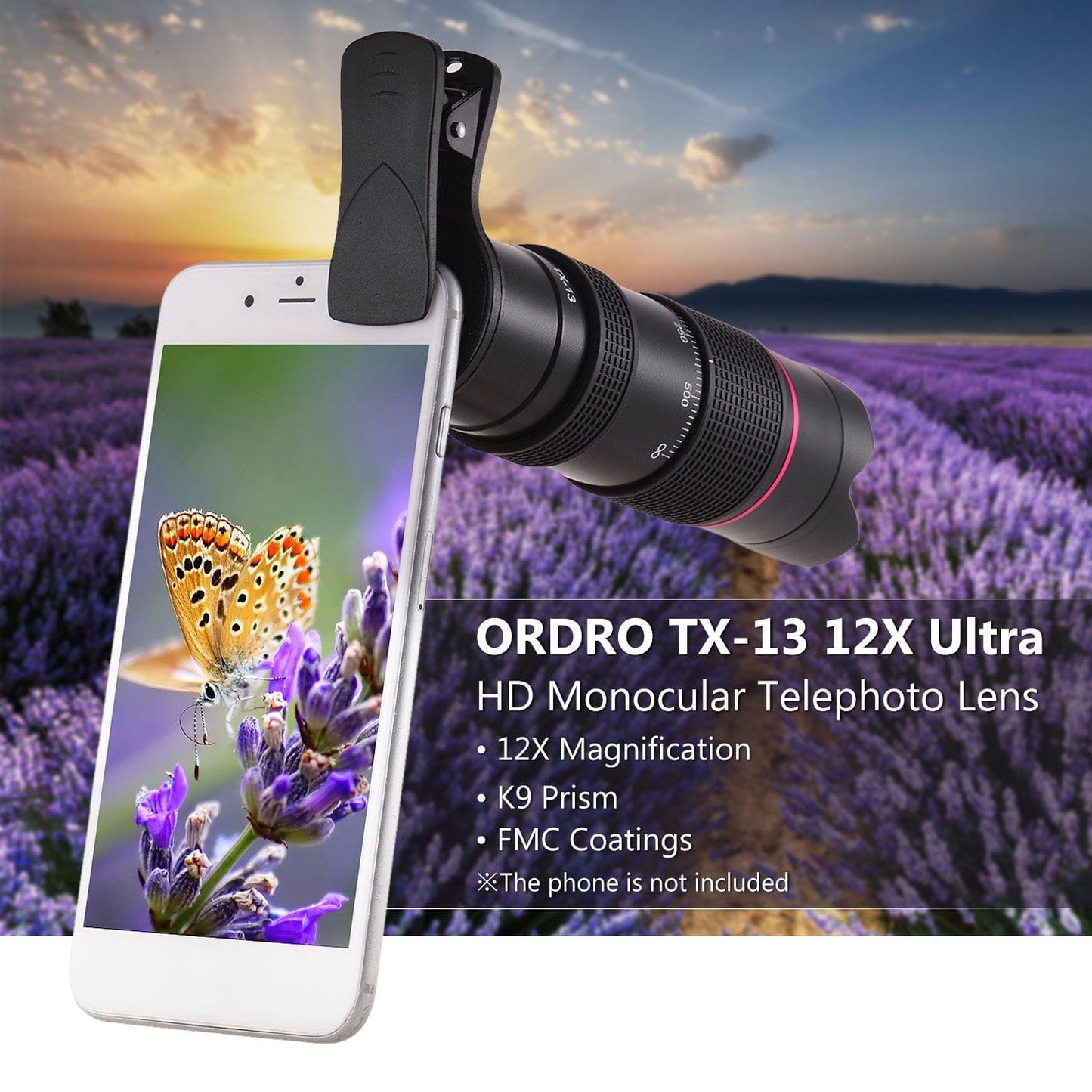 ORDRO TX-13 12X Ultra HD Monocular Telephoto Lens Telephoto