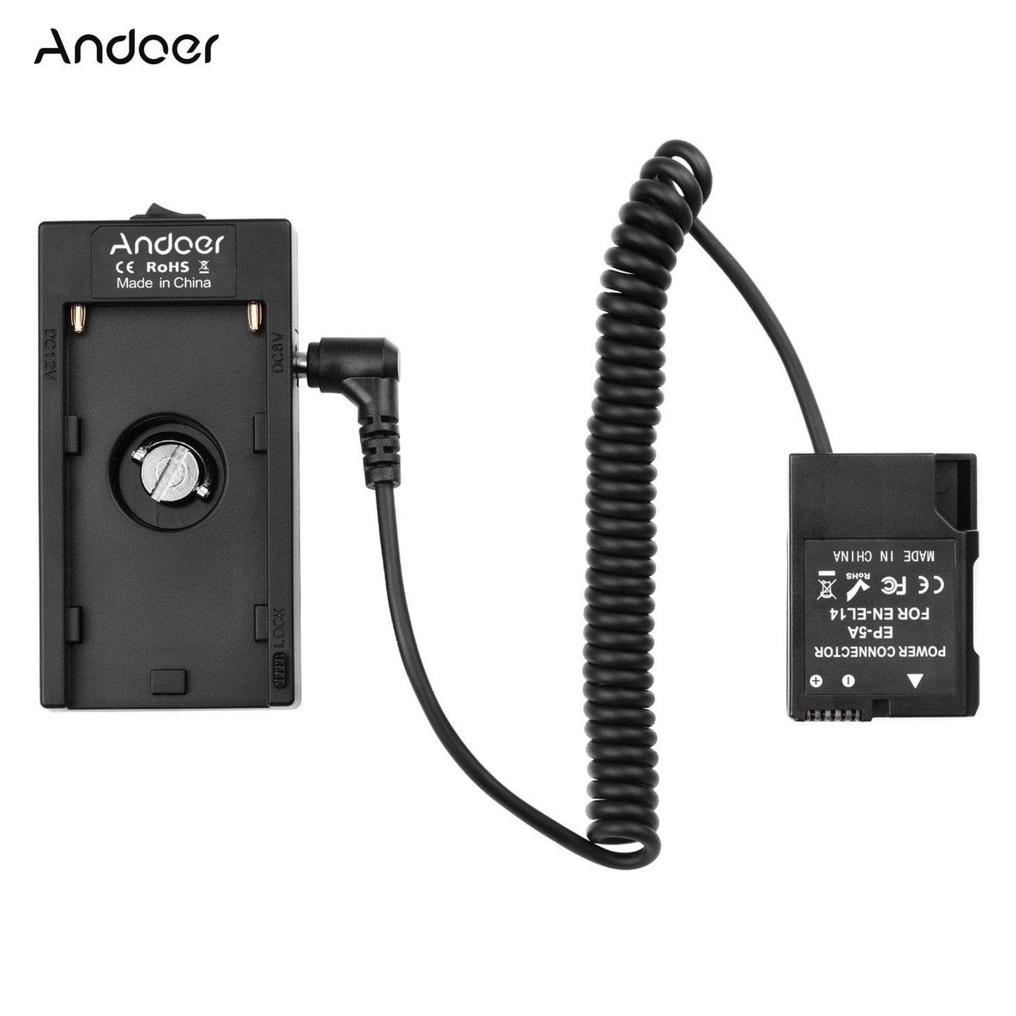Andoer NP-F970 F750 Battery Plate Holder Adapter + EN-EL14 - EN-EL14