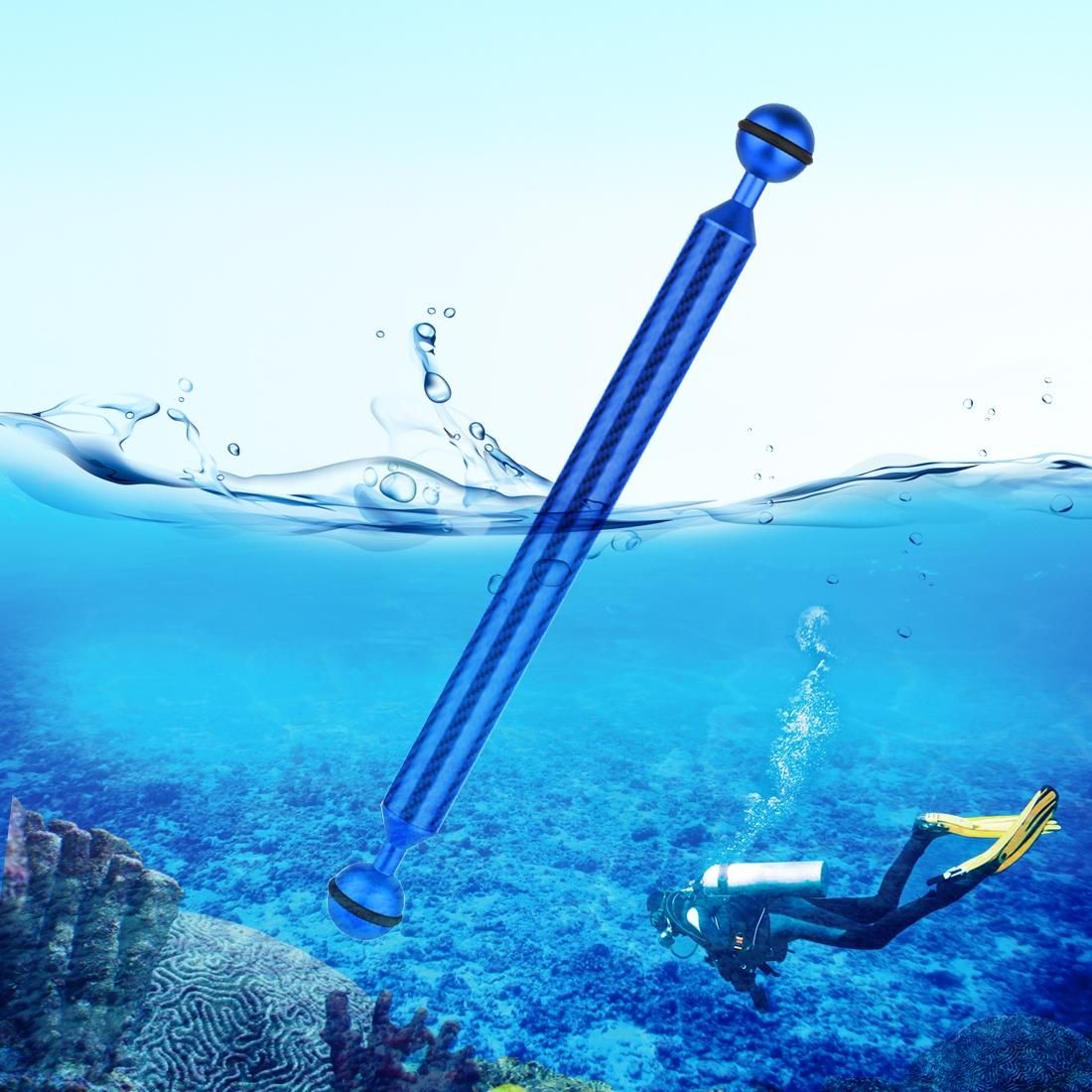 PULUZ 11 inch 27.9cm Length 20.8mm Diameter Dual Balls Carbon Fiber Floating Arm, Ball Diameter: 25mm (Blue)