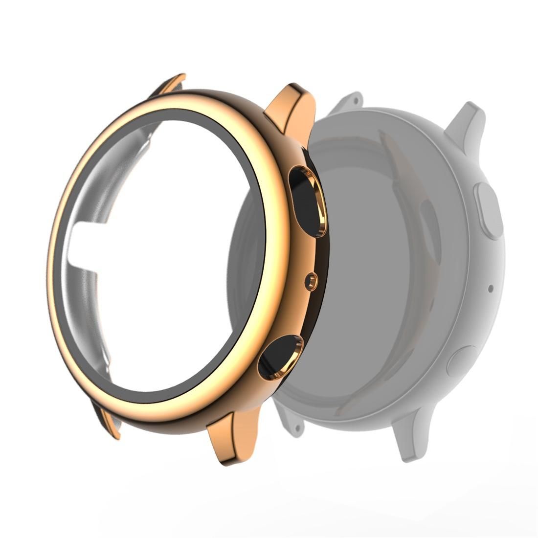 For Samsung Galaxy Watch Active 2 44mm Electroplate PC Protective Case with Tempered Glass Film (Rose Gold)
