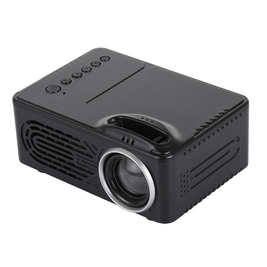 RD814 600 Lumens 320x240 Home Theater LED Projector with Remote Control, Support AV & USB & TF (Black)