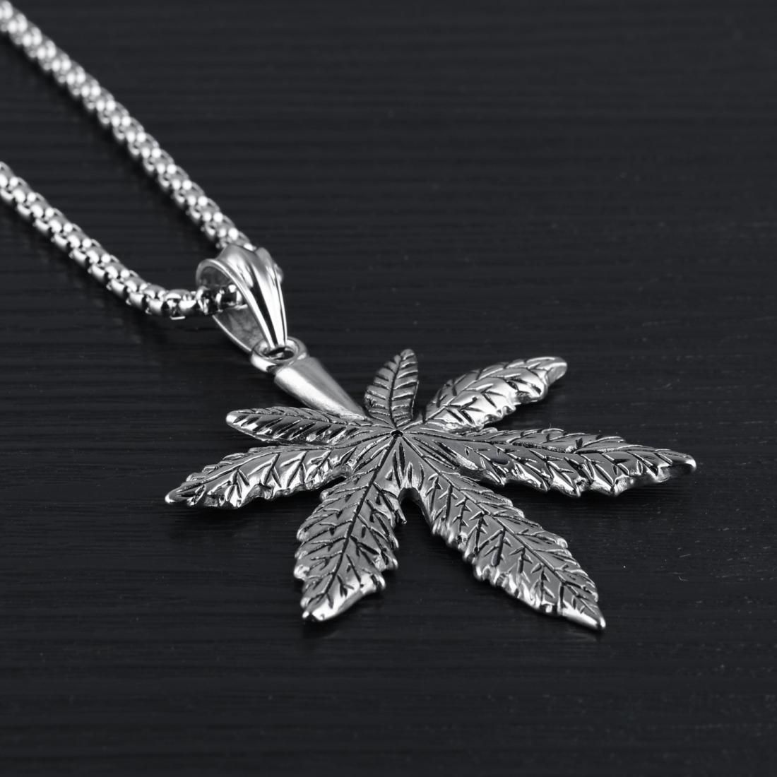 OPK Cool Personality Casting Vintage Stainless Steel Maple Leaf Pendant without Chain