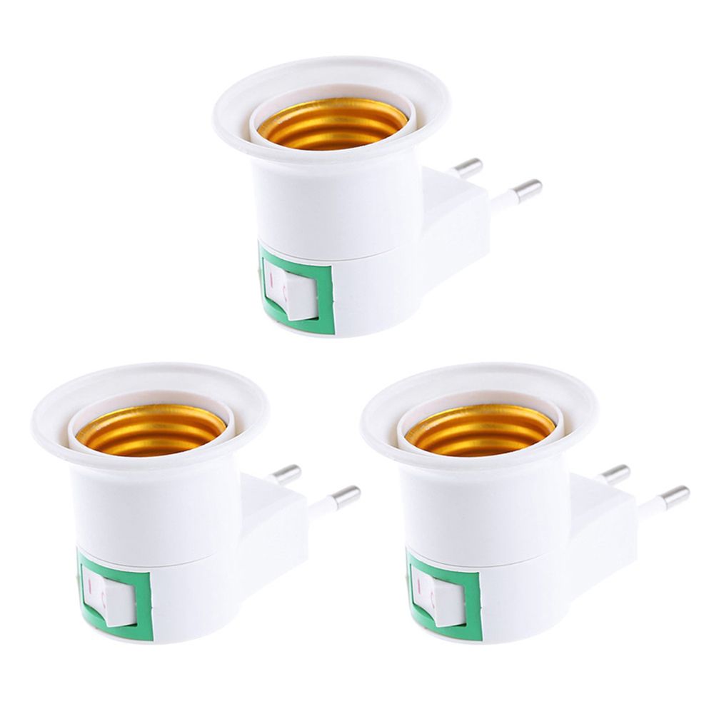 3PCS EU Plug to E26/E27 Adapter LED Light Bulb Converter - EU Plug