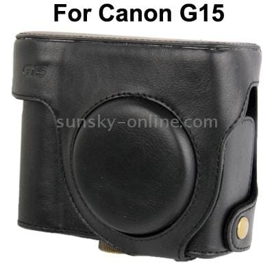 Leather Camera Case Bag for Canon G15 (Black)