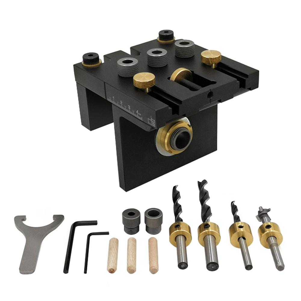 3-in-1 Woodworking Doweling Jig Kit with Positioning Clip