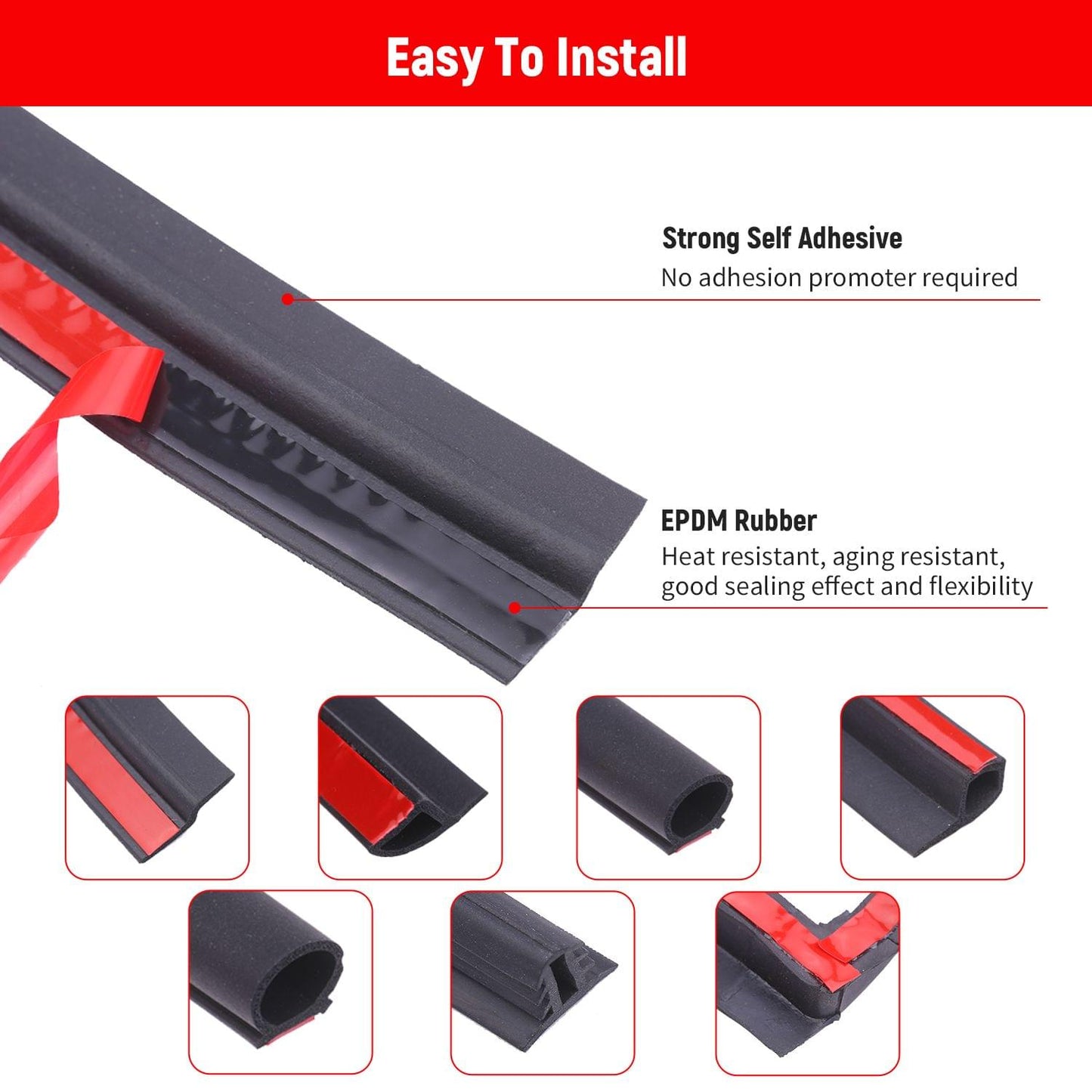 11pcs Universal Auto Car Door Seal Kit Adhesive Soundproof