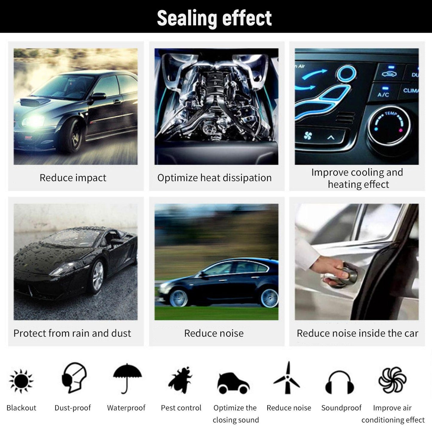 11pcs Universal Auto Car Door Seal Kit Adhesive Soundproof