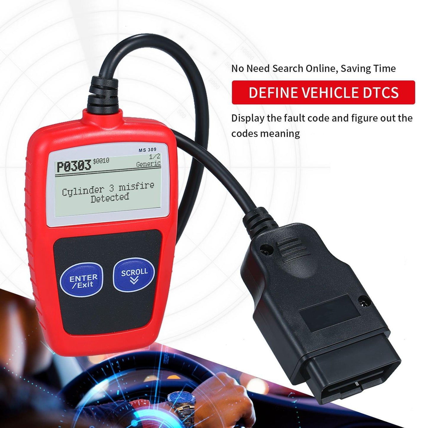 MS309 Universal O-B-D2 Scanner Automotive Engine Fault