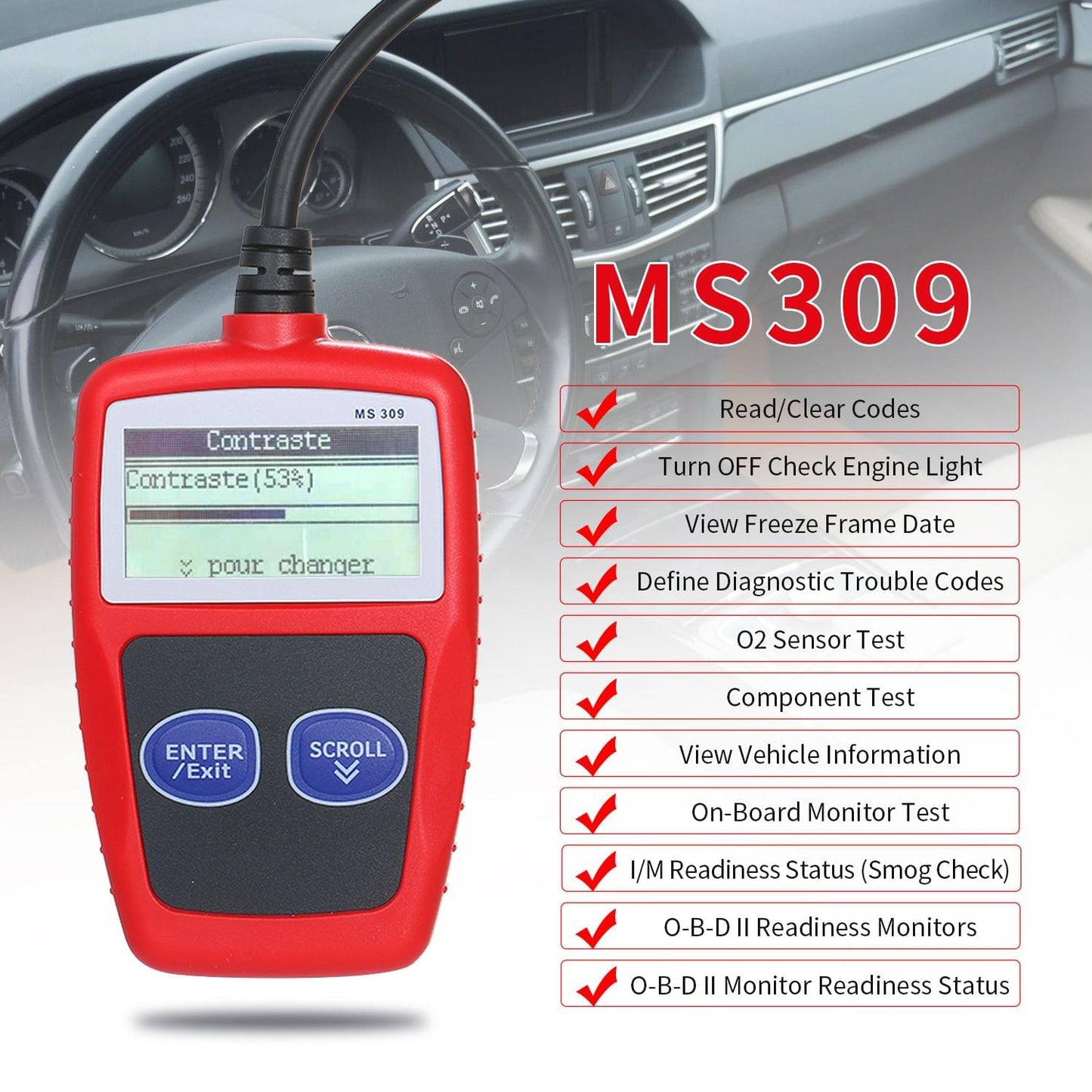 MS309 Universal O-B-D2 Scanner Automotive Engine Fault