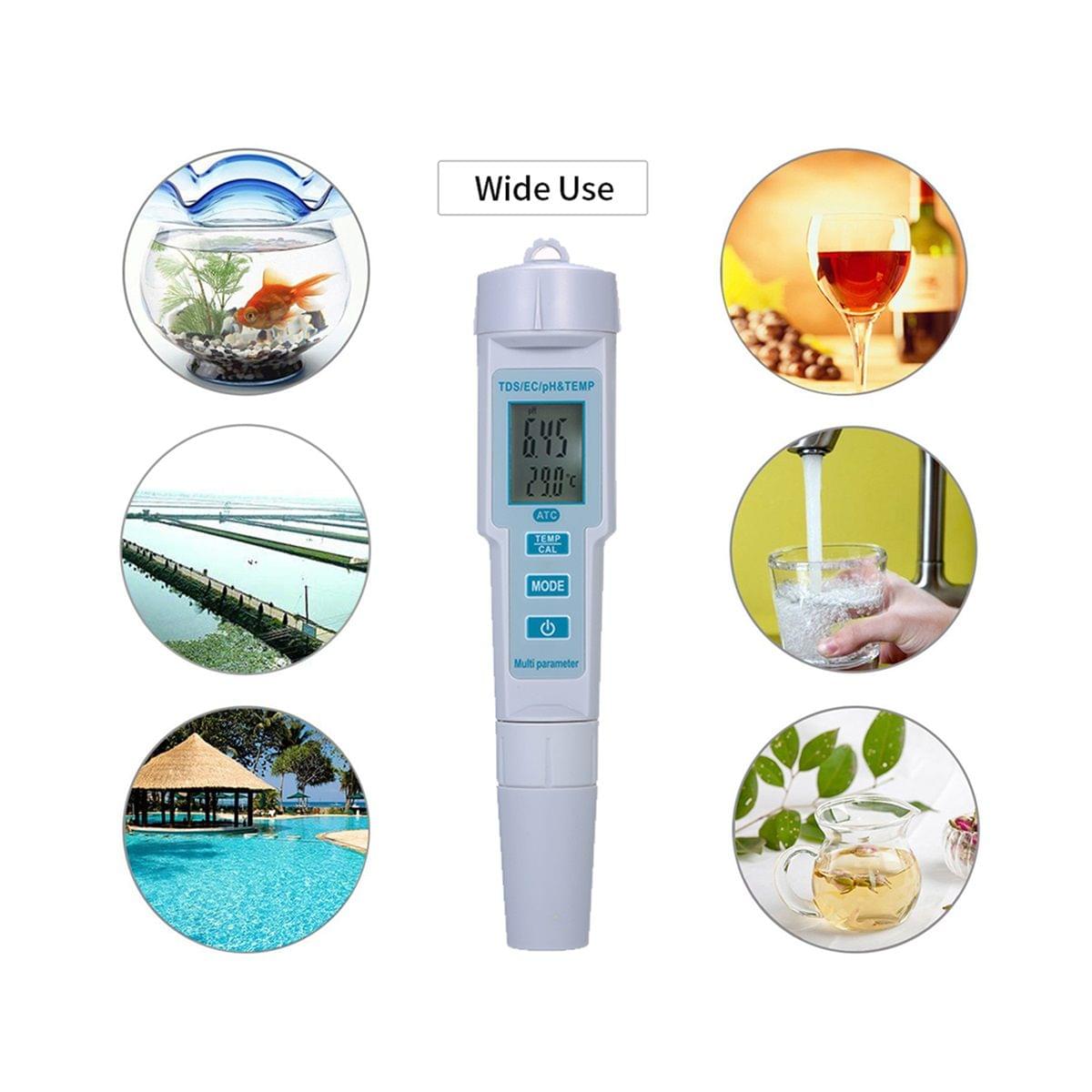 4 in 1 Water Quality Tester pH/EC/TDS/Temperature Meter IP55
