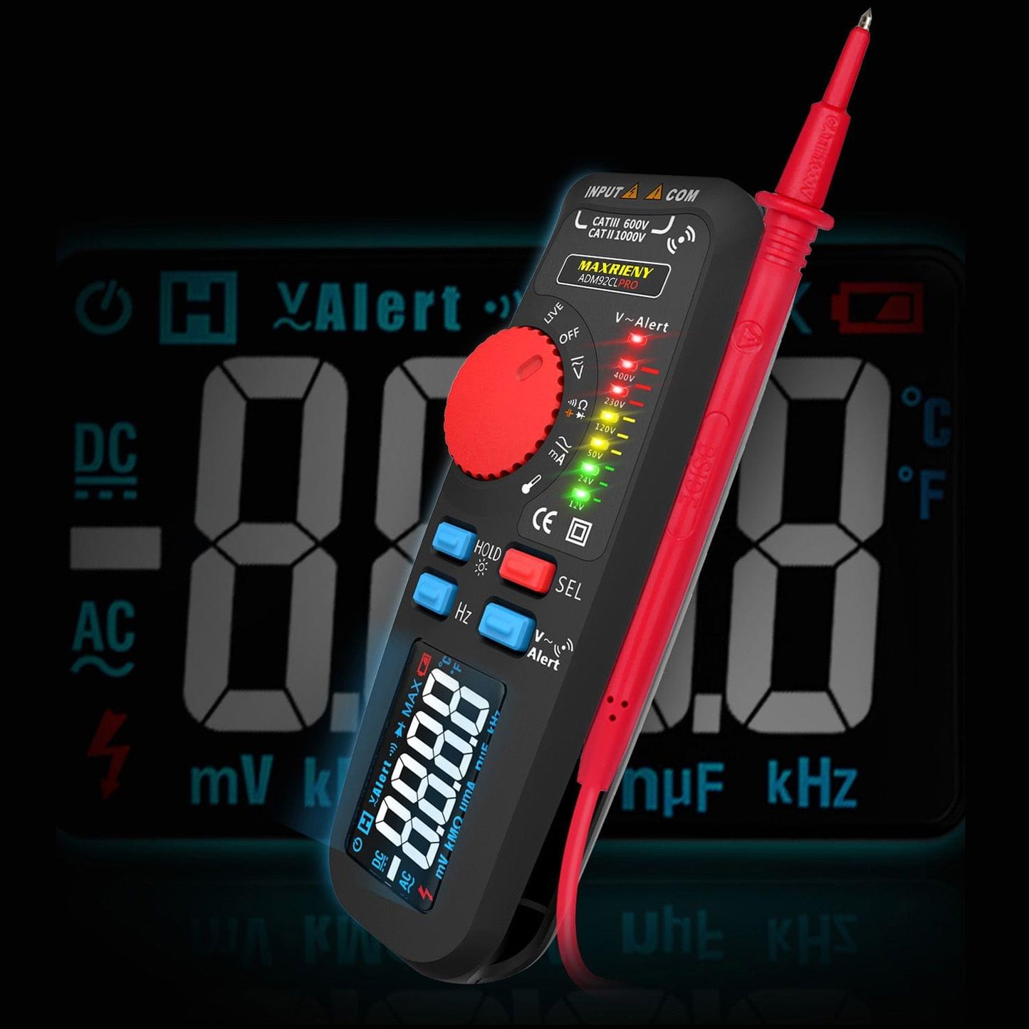 Uniqkart ADM92CL PRO Mini TRMS Dual Mode Multimeter AC/DC
