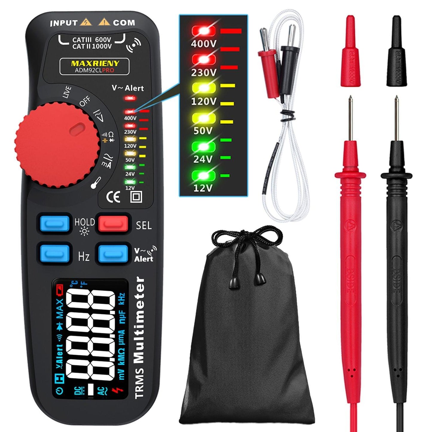 Uniqkart ADM92CL PRO Mini TRMS Dual Mode Multimeter AC/DC