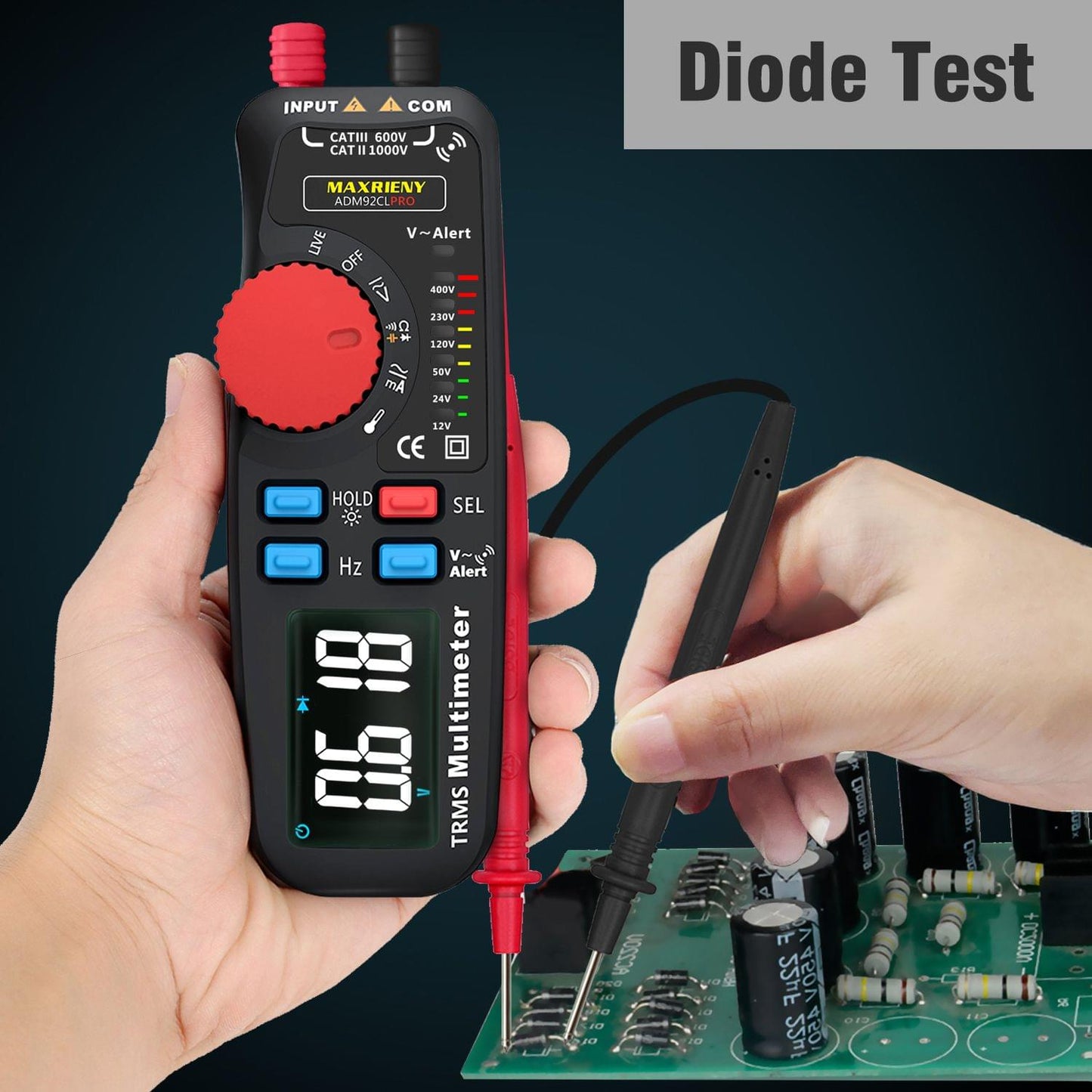 Uniqkart ADM92CL PRO Mini TRMS Dual Mode Multimeter AC/DC