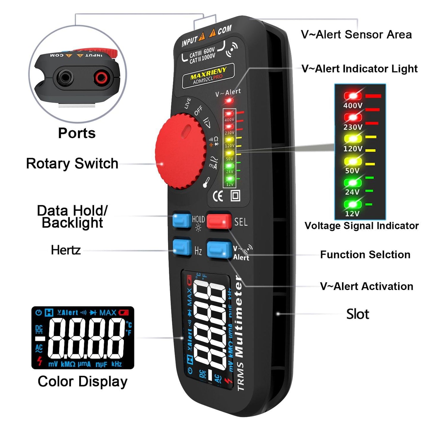 Uniqkart ADM92CL PRO Mini TRMS Dual Mode Multimeter AC/DC