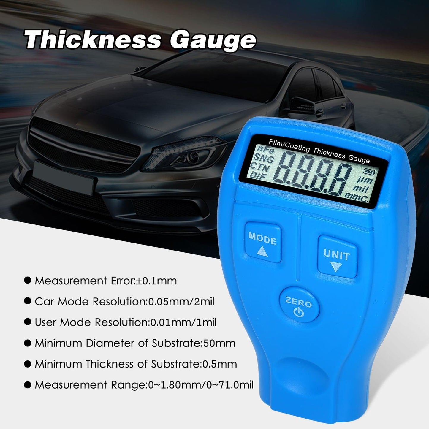 Film/Coating Thickness Gauge Mini Paint Thickness Tester
