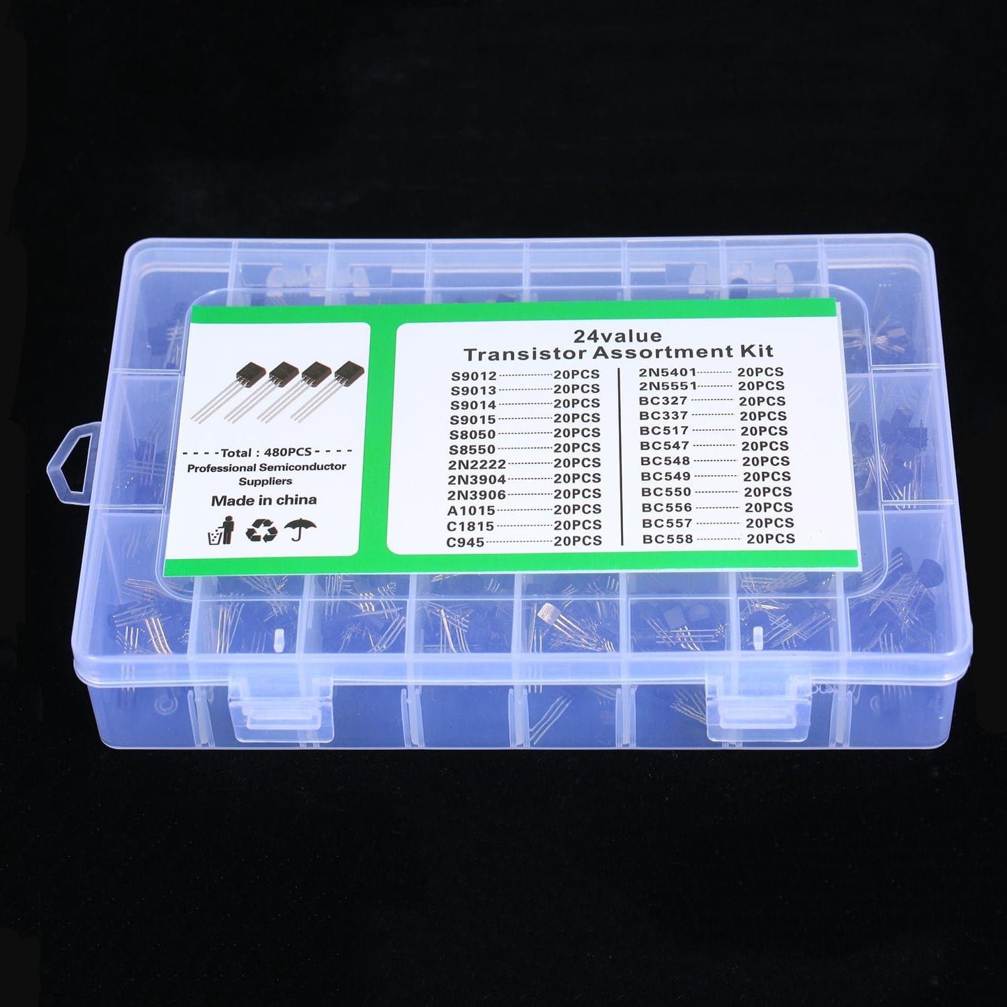 24Values 480PCS NPN PNP Transistor TO-92 Power General