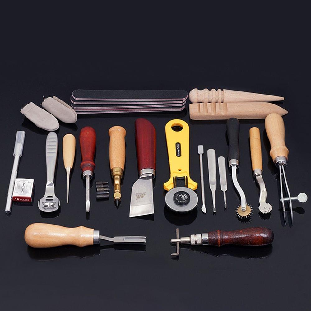 Professional 24pcs Leather Craft Tools Kit Hand Leathercraft