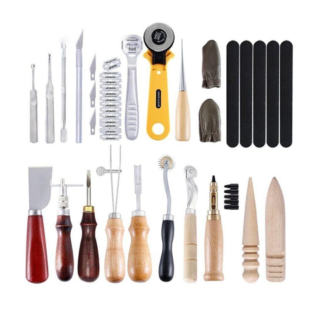 Professional 24pcs Leather Craft Tools Kit Hand Leathercraft