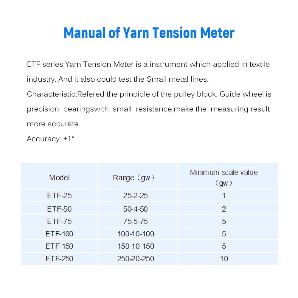 Textile Tension Meter Textile Tensiometer Double Needle - ETF-100
