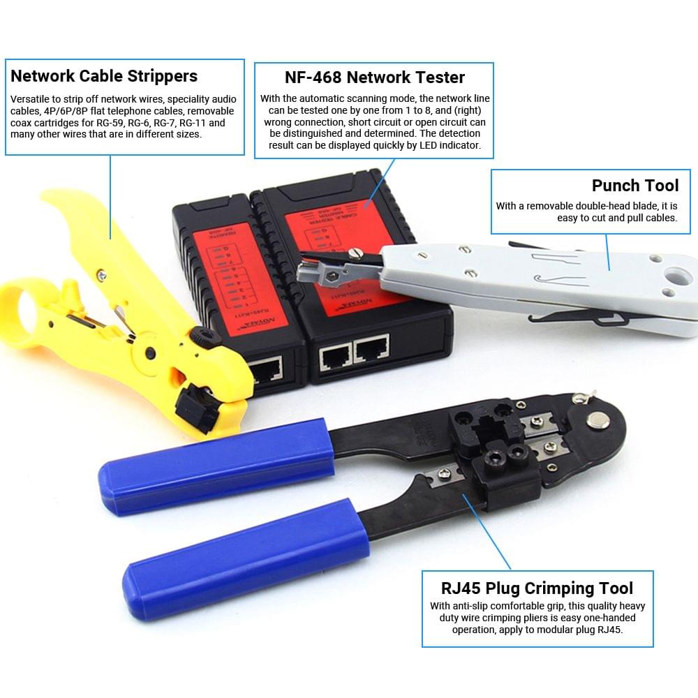 4 in 1 Network Cable Tester Set LAN Tester RJ11 Measurable